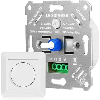 Dimmer Switch LED Dimmer 230 V Dimmer Switch Flush-Mounted Light Switch Dimmable Rotary Dimmer Including for LED Lamps Incandescent Bulb and Halogen Lamp Cream White Compatible with Brand Switch Programs