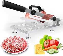 WAATFEET Manual Frozen Meat Slicer, Stainless Steel Meat Cutter Beef Mutton Roll Food Slicer Slicing Machine for Home Cooking of Hot Pot Shabu Shabu Korean BBQ