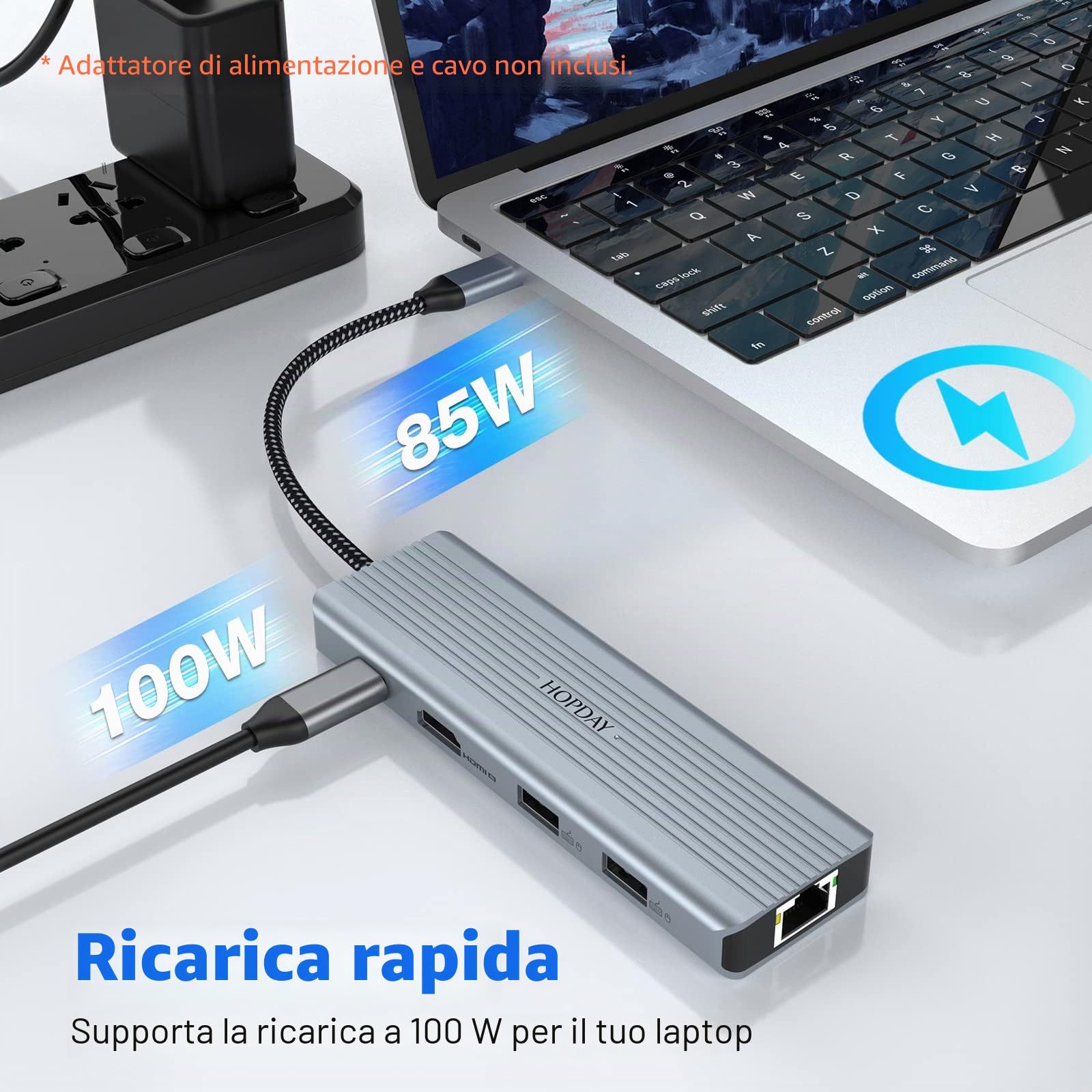 USB C Hub, 10 in 1 Dopua Monitor USB C Docking Station, laptop USB C Adapter (Gigabit Ethernet, 4K HDMI, USB 3.0, PD 100W, 3,5 mm MIC, lettore SD/TF) per MacBook Pro/Air, HP, Lenovo, Dell