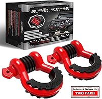 AUTMATCH 3/4" D-Ring Shackles (2 Pack) 41,887 lbs Break Strength w/ 7/8" Pin & Isolators - Off-Road Recovery Tow Shackles, Red