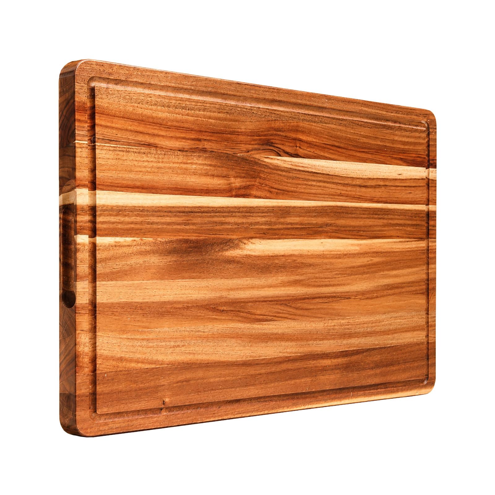 PSKJHN Cutting Board for Kitchens, Acacia Chopping Tray with Juice Grooves - Charcuterie Block for Meats Vegetable Bread Fruits, Reversible Multi Purpose Wooden Chopping Boards for Home
