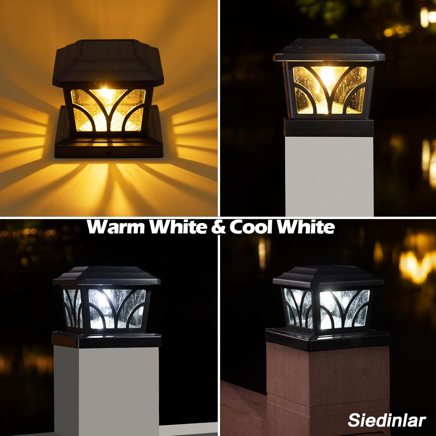 SIEDiNLAR Solar Post Lights Outdoor & Solar Post Lights Outdoor 4 Modes 40 LEDs