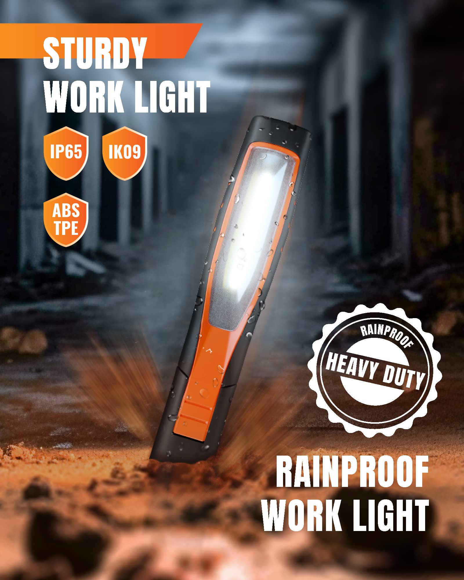 ENUOTEK 7W LED Baustrahler Arbeitslampe | IP65 Dimmbar, Werkstattleuchte Taschenlampe Inspektionsleuchte LED, mit Magnet und Zwei Haken, Hohe Helligkeit 700Lm