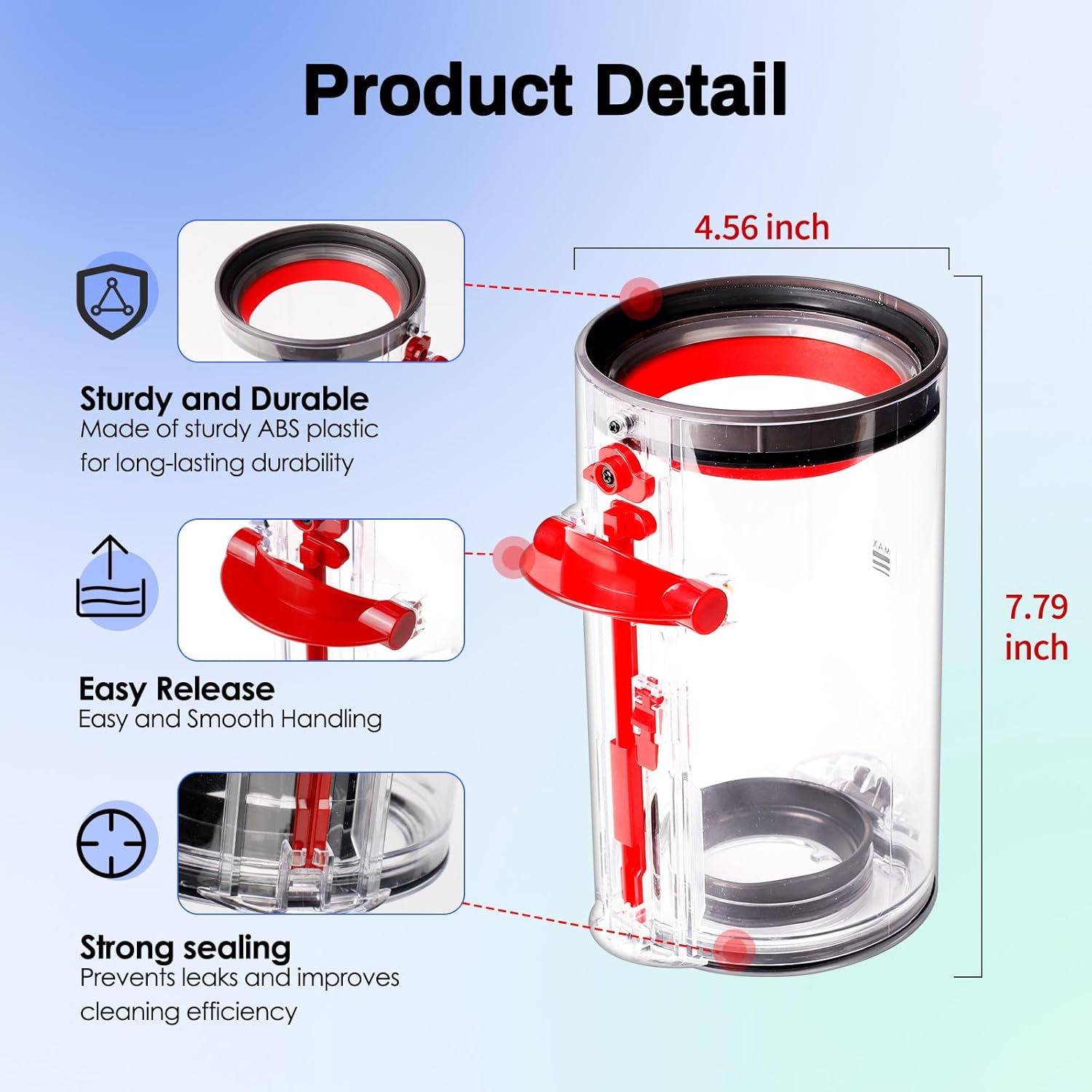 keluke Dust Bin Replacement Compatible with Dyson Cyclone V10 Absolute,V10 Animal, V10 Animal Pro,V10 Total Clean +,SV12 Cordless Vacuum Cleaners,Canister Replacement Parts