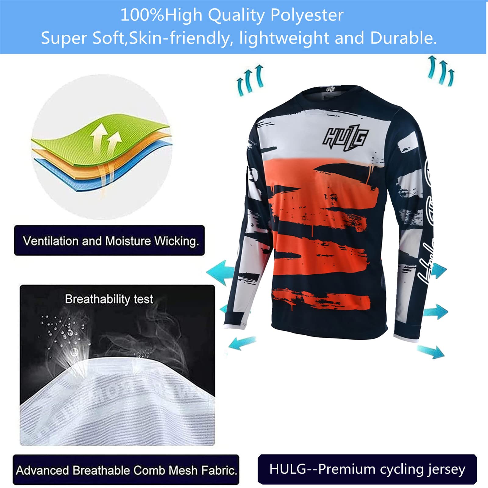 Manga Larga para Hombre Jersey De Ciclo Bici del Camino De MTB Ropa De La Bicicleta?Equipacion para Montar En Bicicleta Y Motocross Unisex