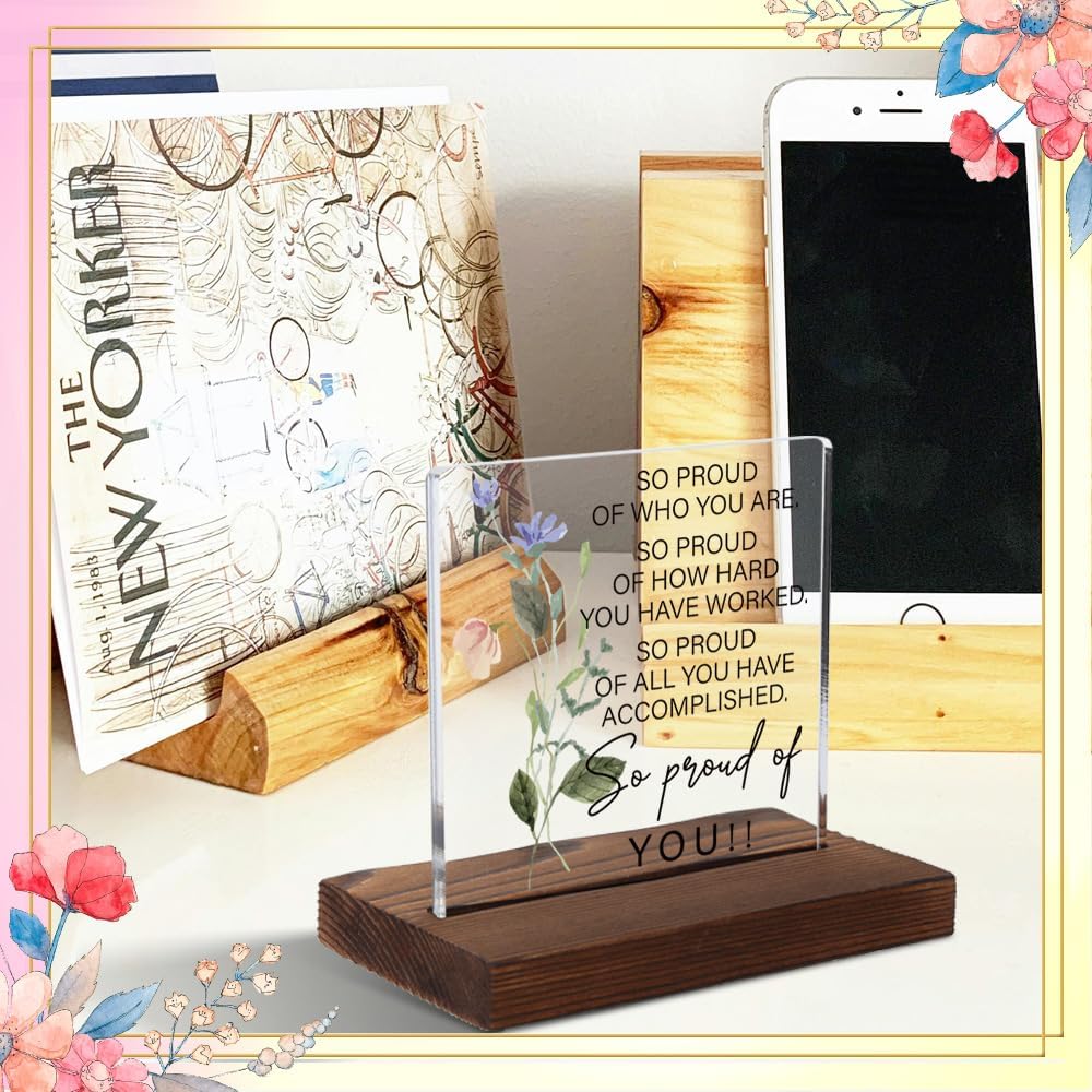 Pride - Filled Acrylic Plaque, Encouraging Gift for Achievers, Meaningful Gift for Hard Workers, Floral Watercolor Encouragement Decor, Transparent Acrylic Plaque, XXD190 image 4