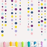 Vista 35 de Decoraciones de Fiesta de Puntos Circulares Rojos Azules Amarillos Guirnalda de Lunares Colgantes de Papel Serpentina de Lunares para Carnaval Circo