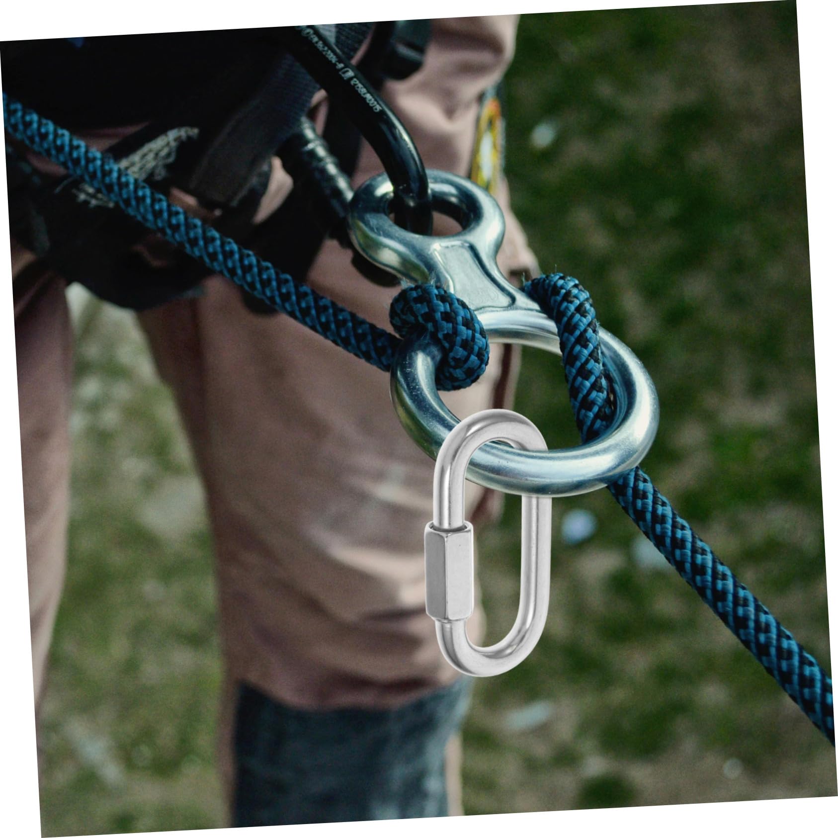 Sosoport 10 Piezas Hebilla de Eslabón de Cadena de Seguridad Anillo D de Acero Inoxidable Eslabón Conector de Cadena Ovalado Mosquetón de Conexión Uso Exteriores y Camping