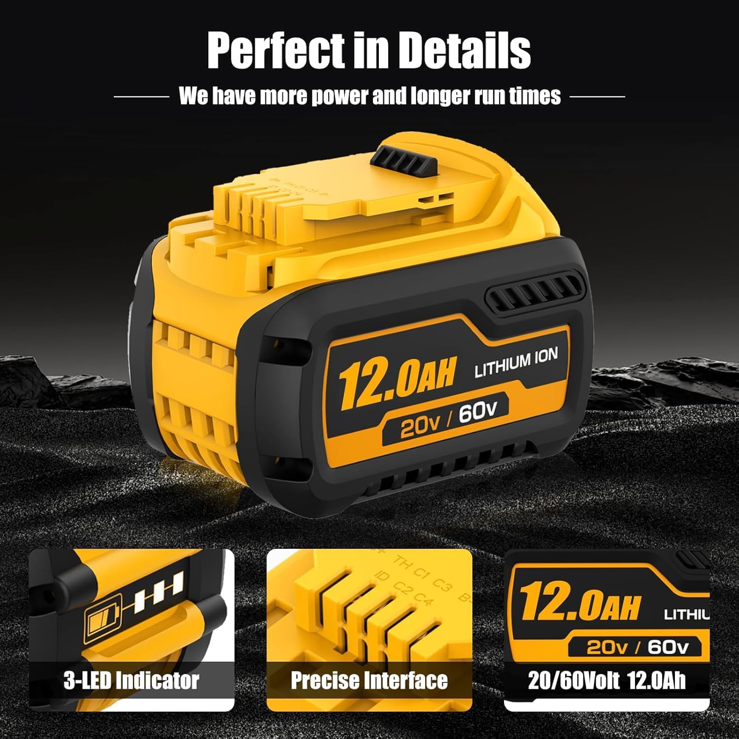 DCB609 12.0Ah Replacement for Dewalt 20V/60v Flexvolt Battery Compatible with Dewalt 20V/60V Max Battery DCB606 DCB609-2 DCB606-2 DCB612(2PC-60V)