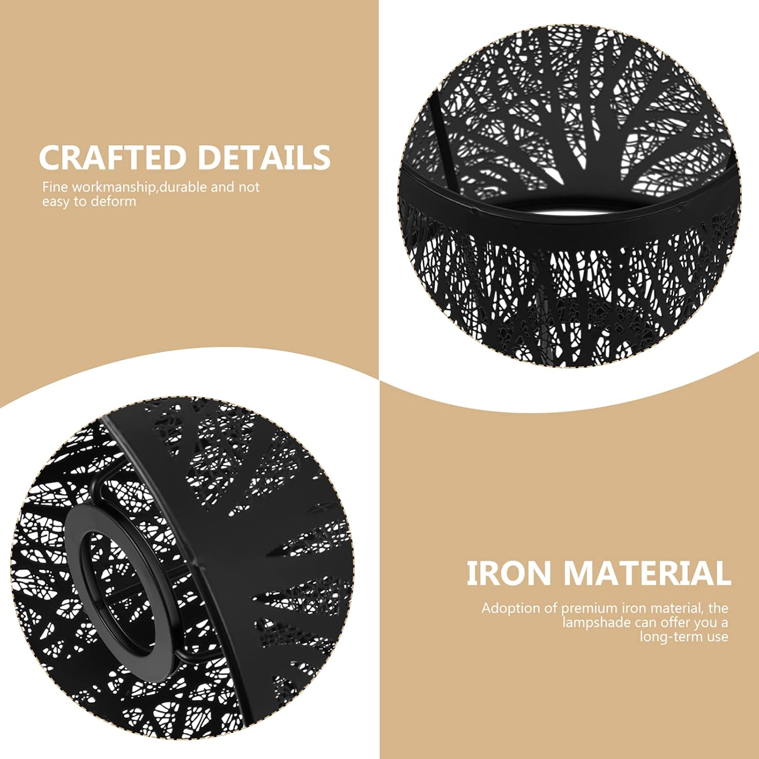 KALLORY Tree Shadow Lampshade 2Pcs Creative Iron Lamp Cover for E27 Floor Table Chandelier Light Fixture Decorative Hollow Carved Design Softens Light