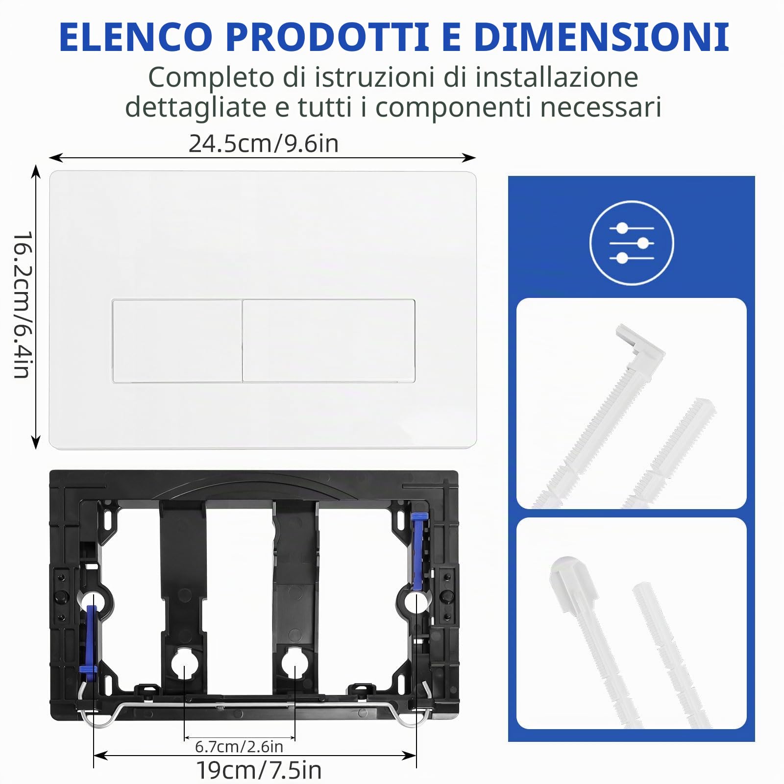 Placca Di Comando WC per Geberit, Compatibile Geberit Sigma 01, UP300 & UP320 Pannello Frontale Del Cassetta WC, Placca WC per Doppio Scarico per Geberit Cassetta Scarico Incasso WC