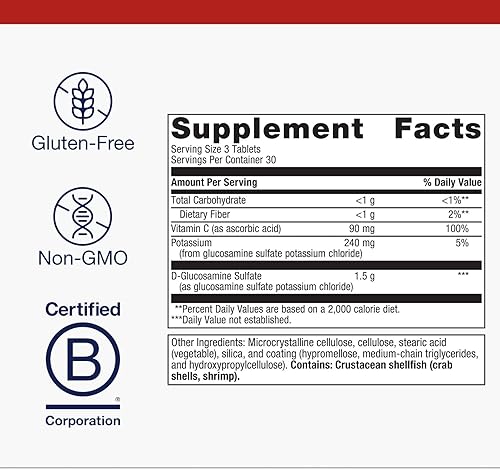 Miniatura 4 de Metagenics Sulfato de glucosamina - Suplemento para la salud de las articulaciones y el cartílago* - con 1500 mg de sulfato de glucosamina, vitamina