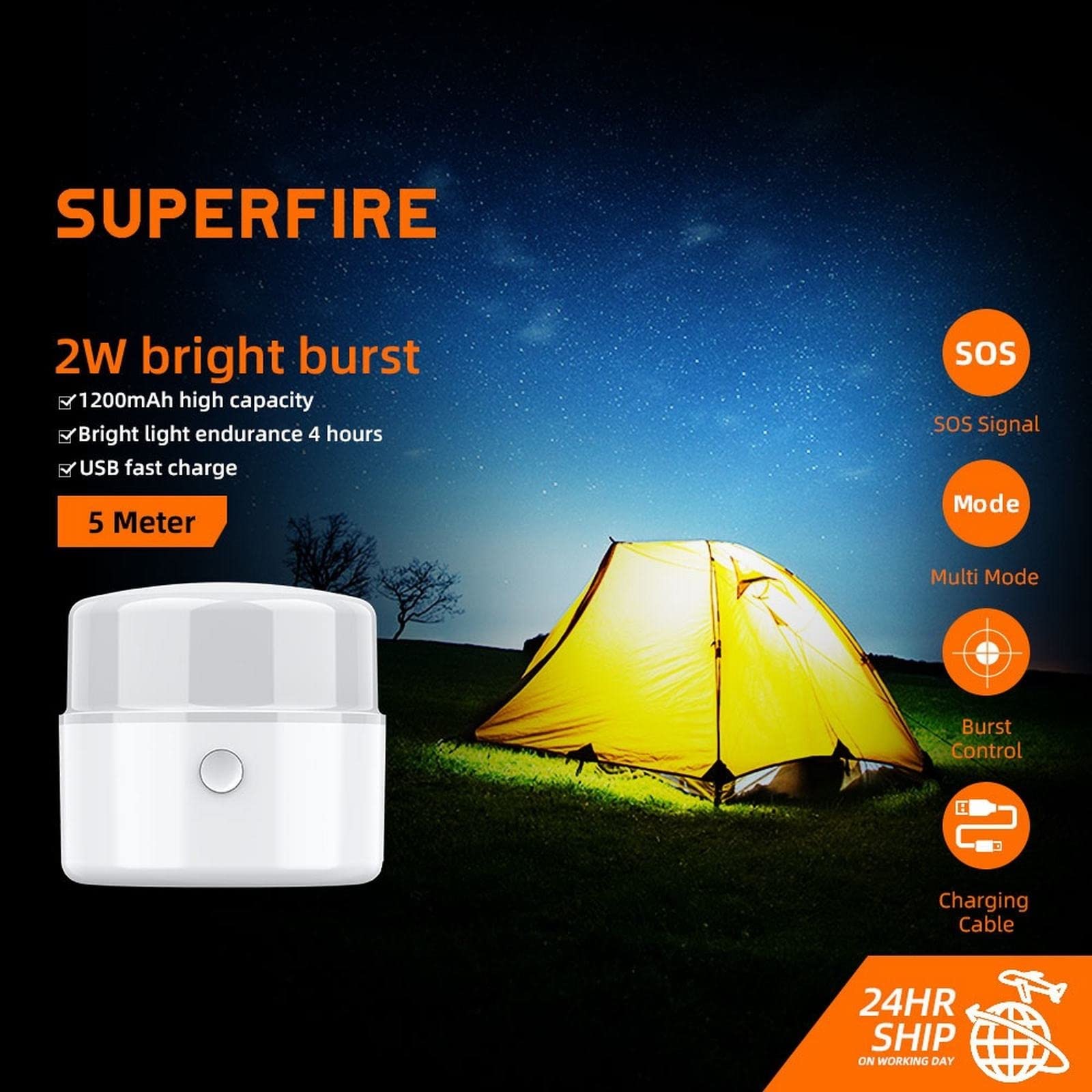 Carga de Luces de Campamento Linterna de Camping T20 Recarga USB Energía Solar Batería incorporada Gancho Banco de energía Regulable