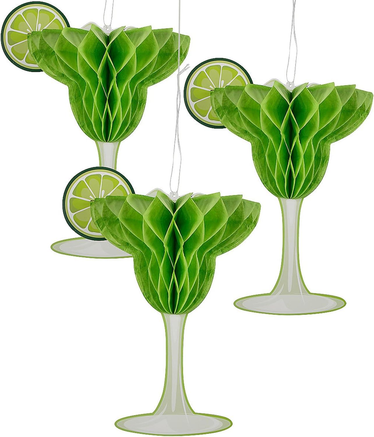 Fun Express 12" x 15 3/4" Margarita Hanging Honeycomb Decorations - 3 Pc.