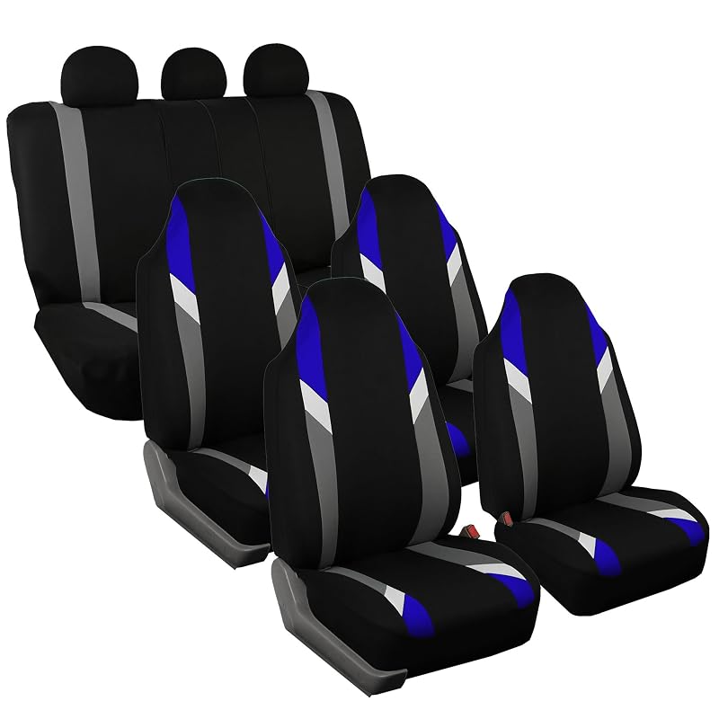 Capas para Bancos FH Group Modernistic para 7 Lugares, 3 Fileiras, Azul e Preto, para Carros, Caminhões, SUVs e Vans