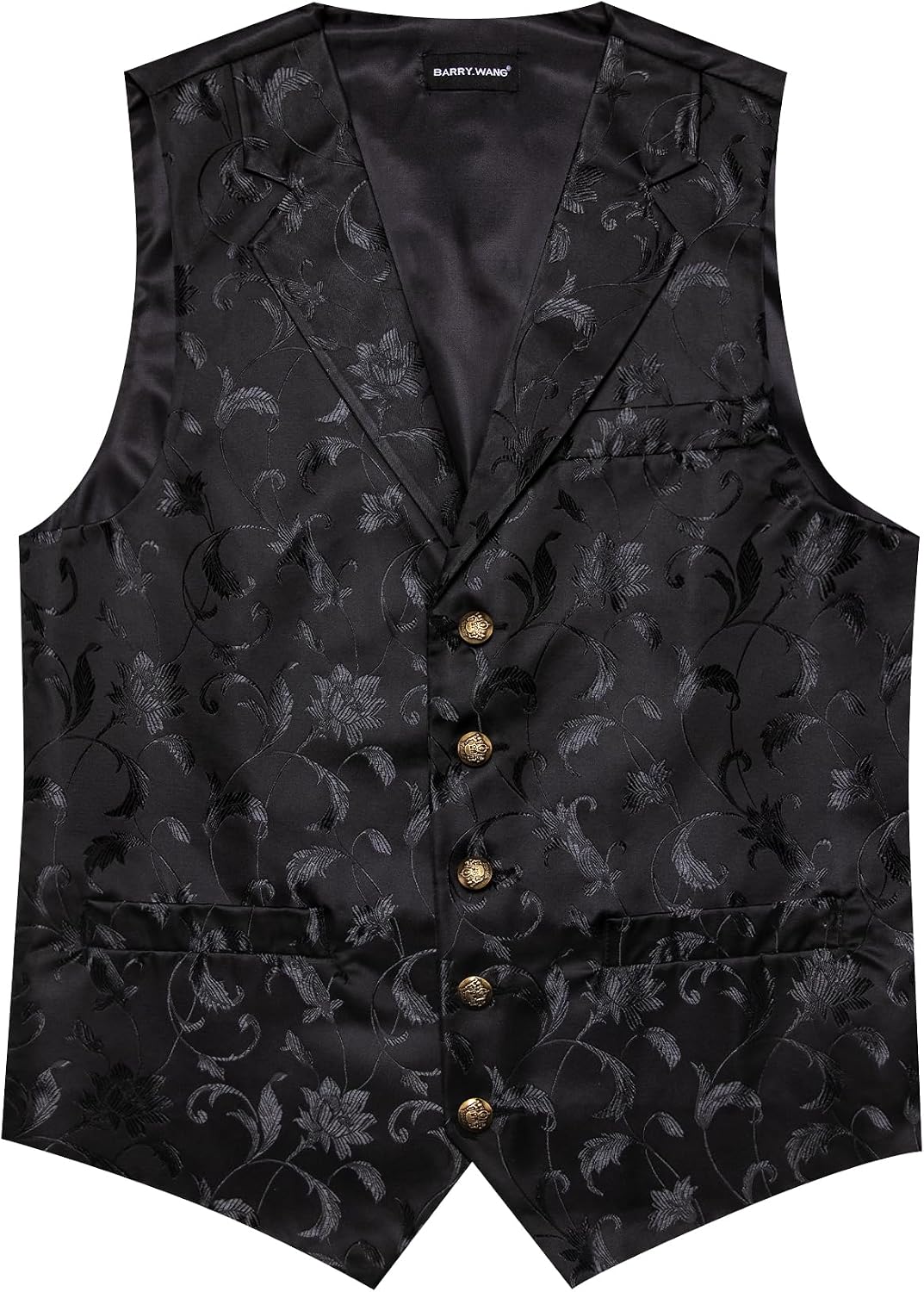 Barry.Wang Mens Silk Vest Bowtie Sleeve Holder Set Lapel Collar Formal Bow Tie Vests Handkerchief Wedding Party Waistcoat
