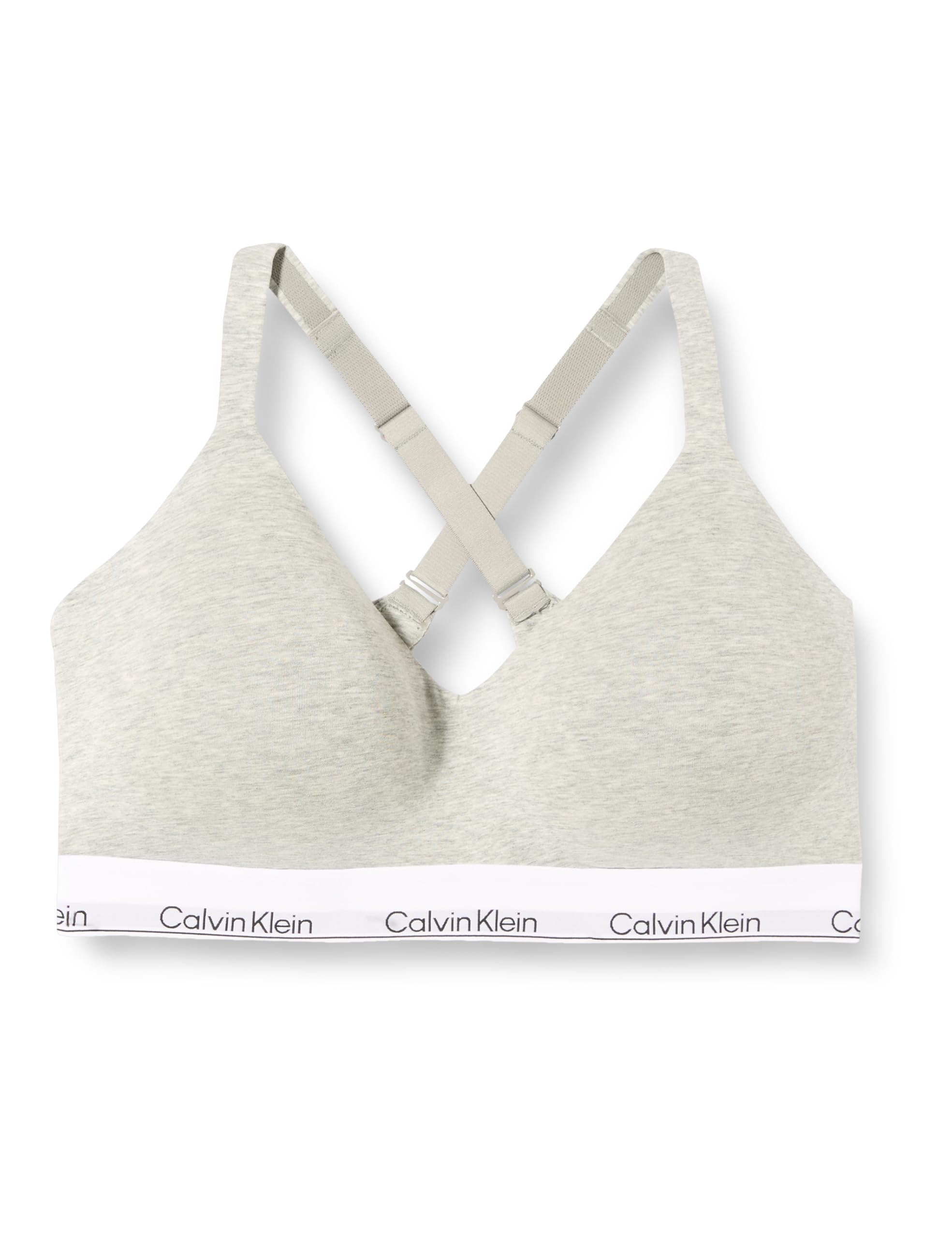 Calvin Klein Women’s Lift Bralette with Logo Band, Grey (Grey Heather), 2XL