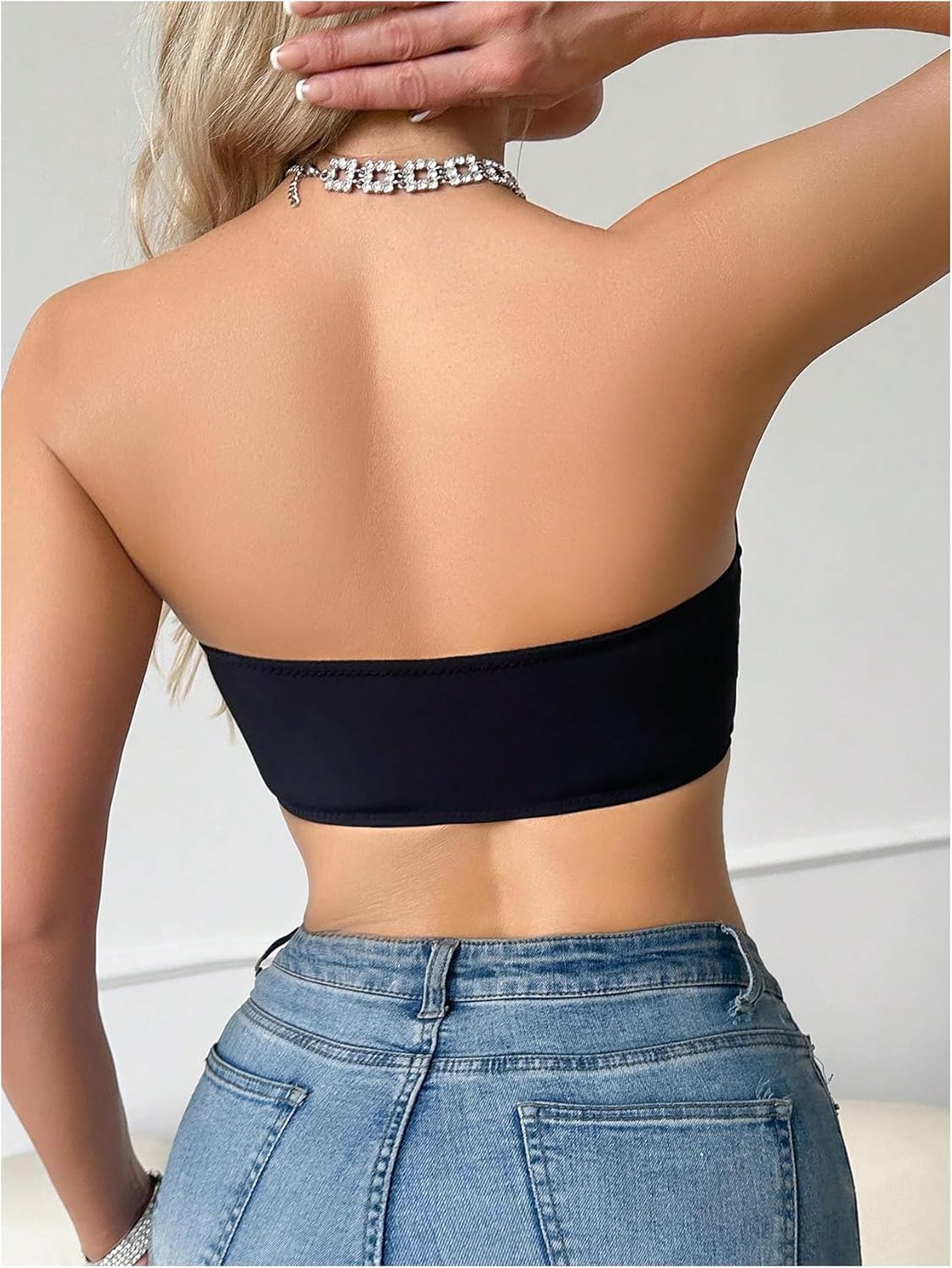 OYOANGLE Women's Front Closure Strapless Bra Comfortable Non Slip Push Up Padded Bandeau Bras - Image 2