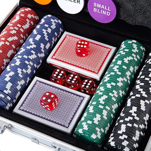 Miniatura 7 de Juego de fichas de póquer - 200 fichas de póquer con estuche de aluminio, fichas de 0.41 oz para Texas Holdem Blackjack