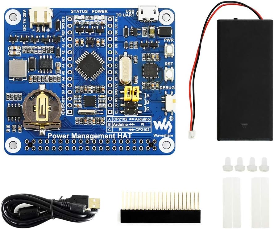 Power Management HAT Smart Power Bank for Raspberry Pi with Embedded Arduino MCU and RTC Auto Power on-off Control Onboard Handy Power Switch