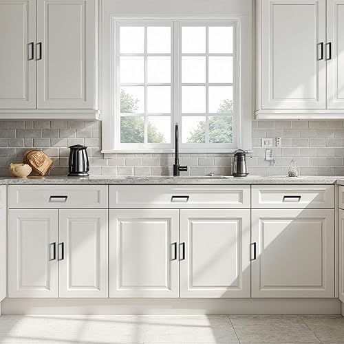 Miniatura 7 de Probrico - Tiradores cuadrados de acero inoxidable para puerta de armario o cajón, color negro, 0.5 pulgadas de ancho, Negro