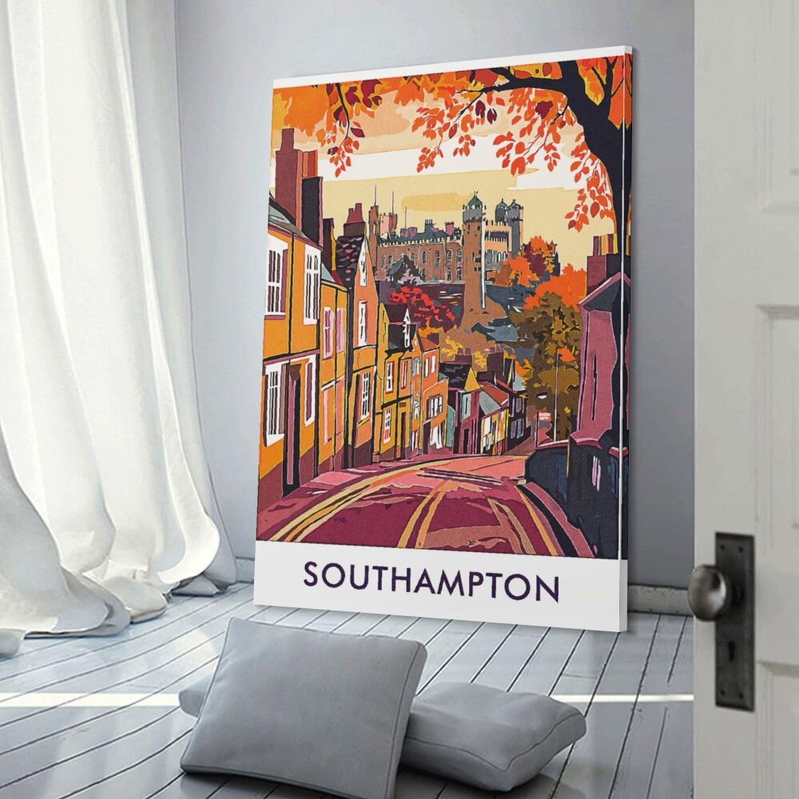 Junmoney Southampton Cityscape Wall Art Print, 24x36inch(60x90cm), for Workspace Walls, Study Corners Or Bedrooms, A Smart Decor Choice for Study Walls