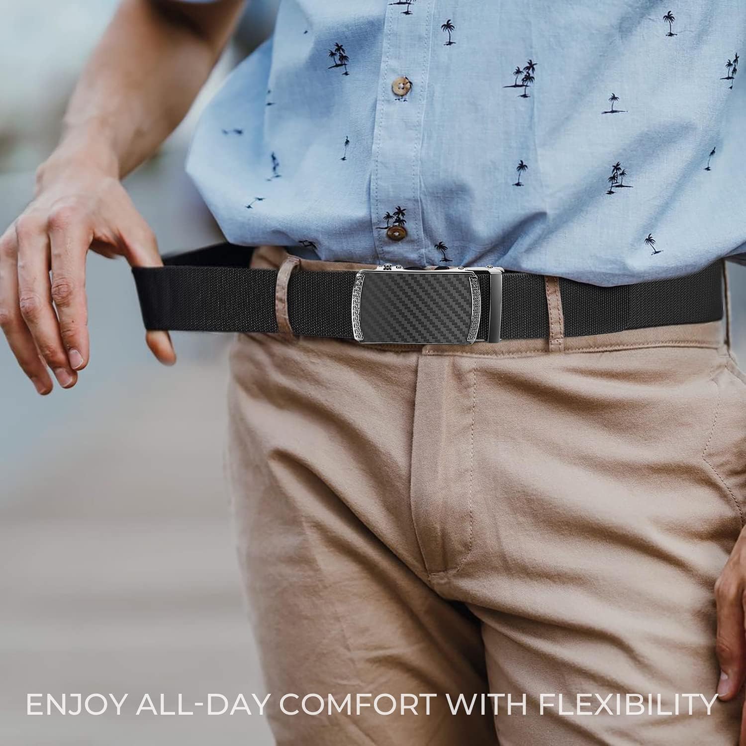 CHAOREN Mens Belt Stretchable - Elastic Golf Nylon Web Adjustable Belt - for Casual Wear - Image 8