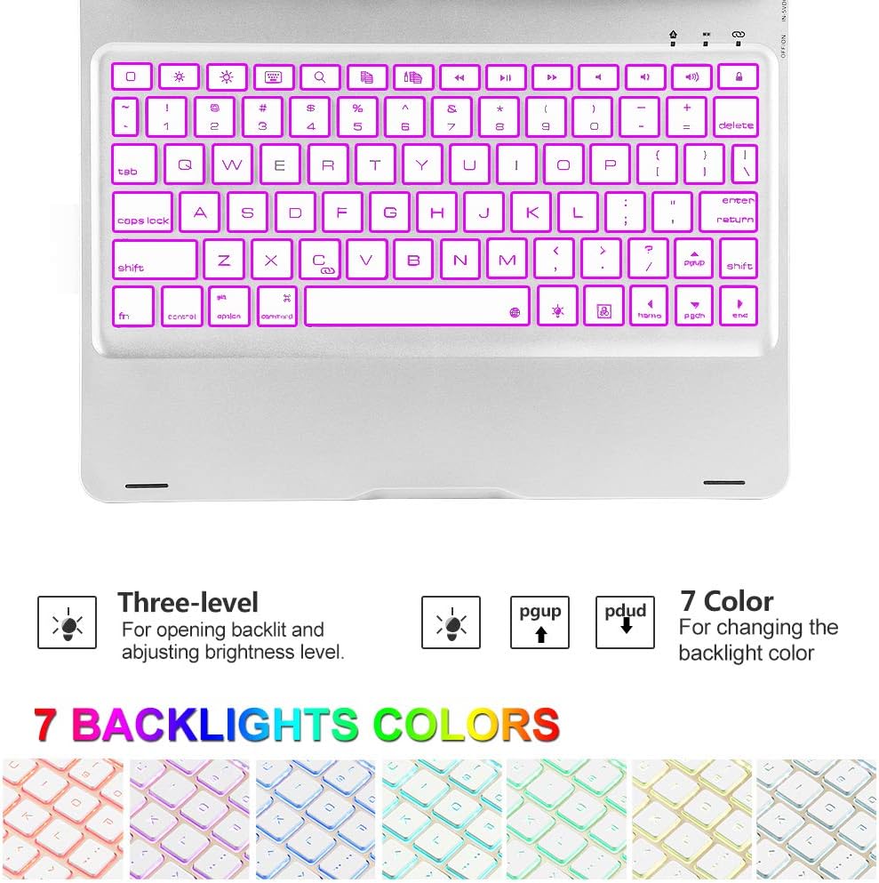 80% Off Discount Keyboard Case for iPad Pro 11 2018, Boriyuan 7 Color Backlit Bluetooth Keyboard CaseF105 Folio Smart 360 Rotate Stand Keyboard Cover with Pencil Holder and Auto Sleep/Wake for iPad Pro 11 inch(Silver)