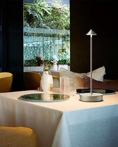 Miniatura 6 de Lámparas de mesa inalámbricas recargables, 6000 mAh, funciona con pilas, lámpara de escritorio LED para exteriores, impermeable, portátil, táctil,