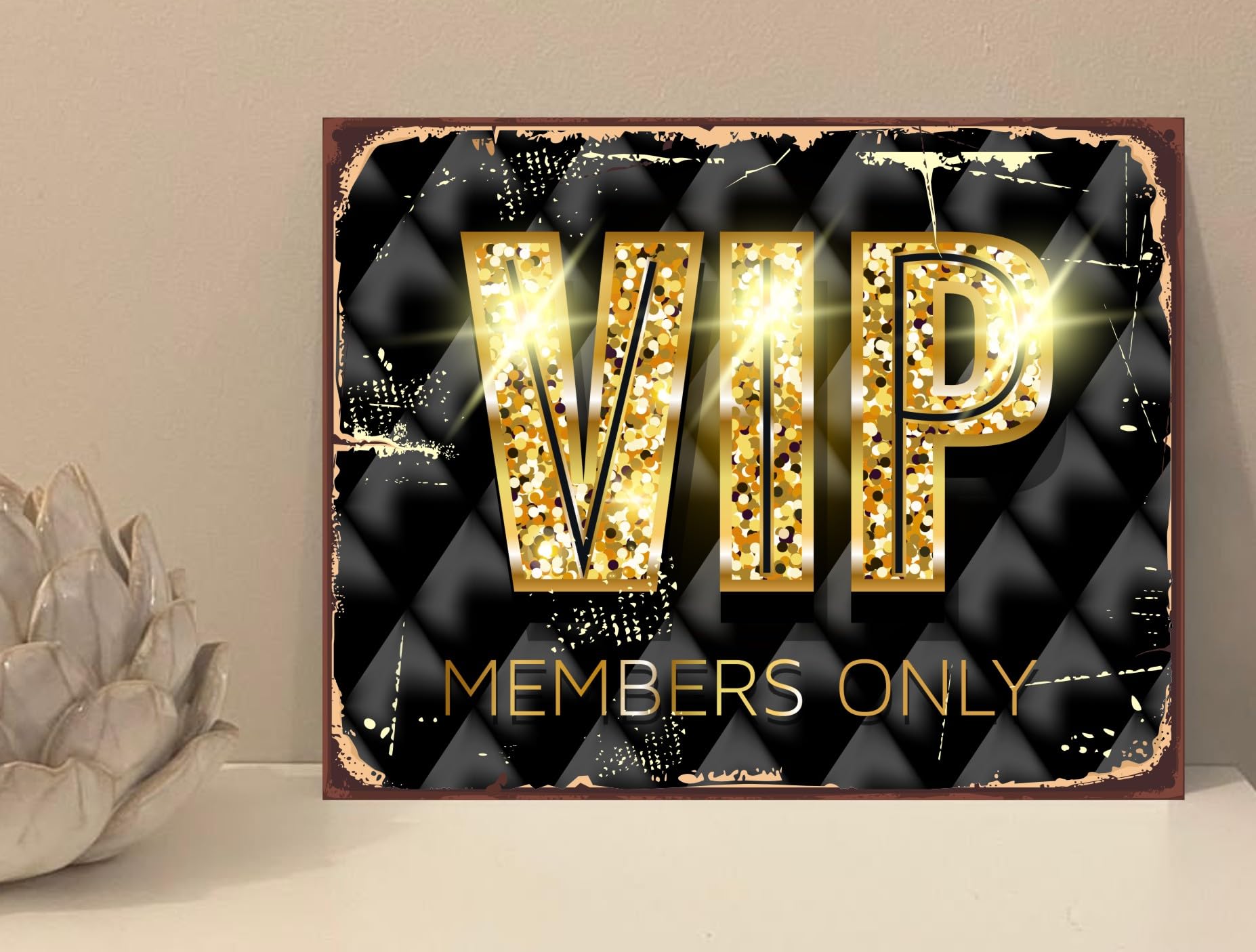 the sticker studio ltd Vip Members Only Bar Crown Novelty Metal Plaque Sign Gift fcp46