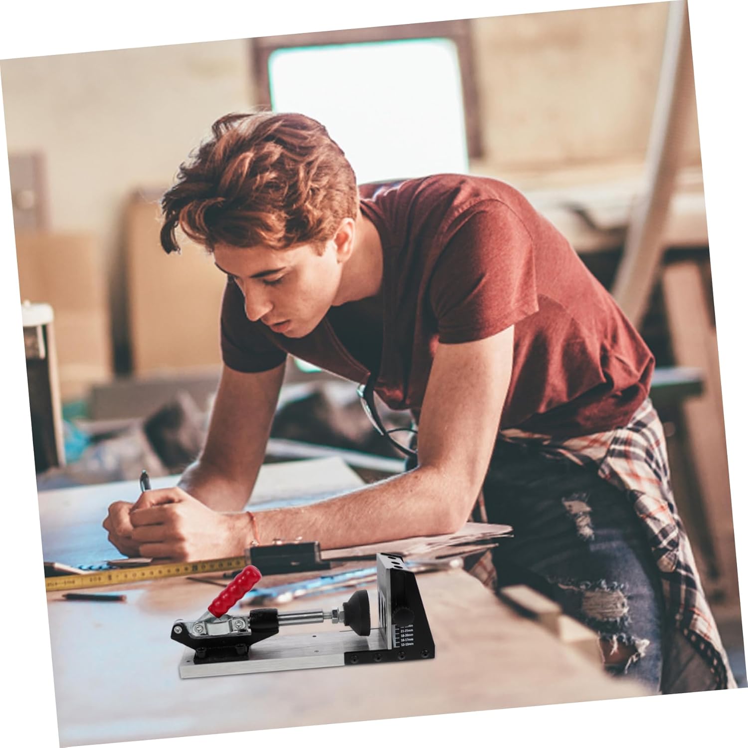 Angoily 1Set Woodworking Hole Punch Tool Inclined Hole Drilling Kit for Furniture Positioning High Strength Easy Installation Efficient Operation