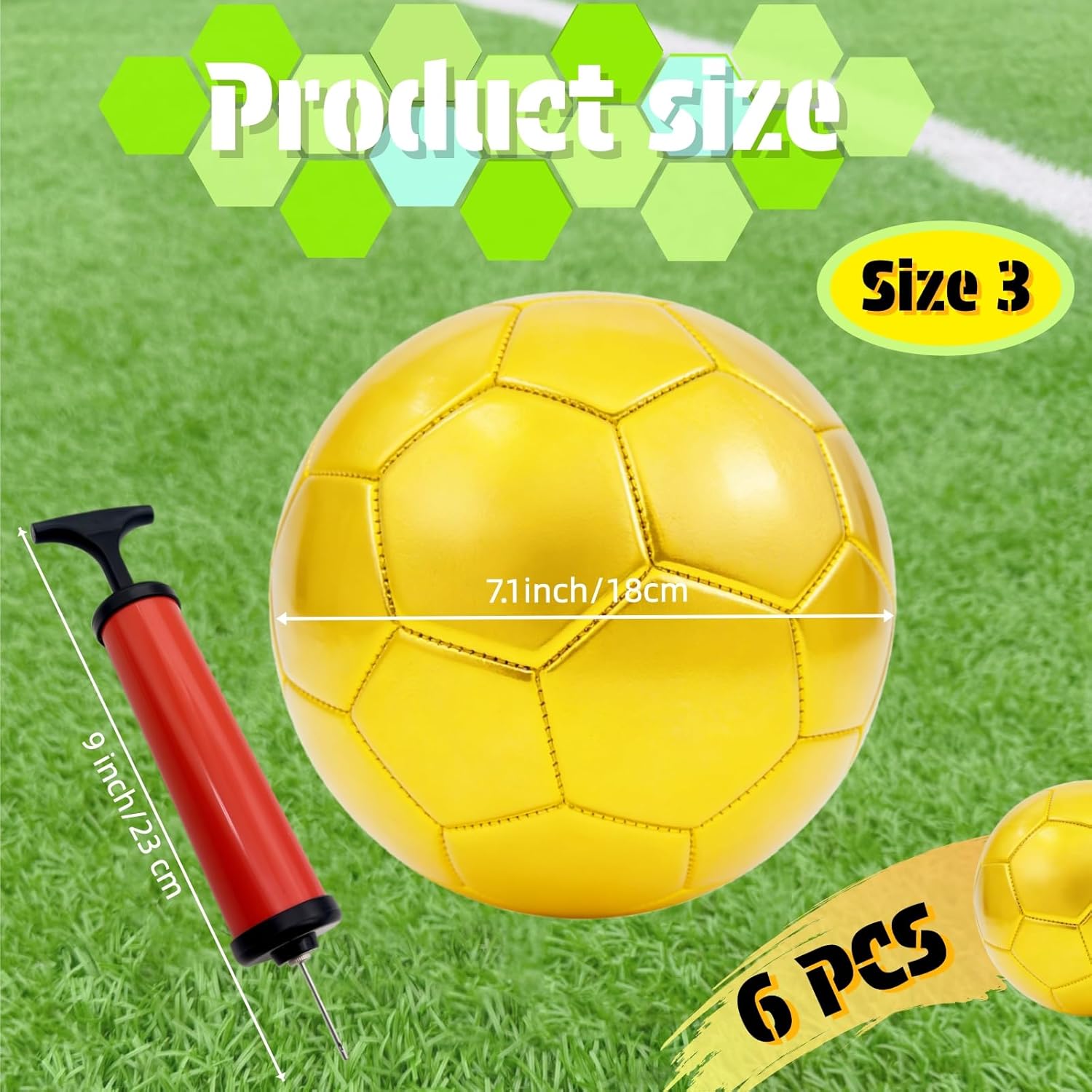 Gold Soccer Ball Size 3, DIY Autograph Football, with Air Pump Display Stand for Trophies, Awards, Championship Party