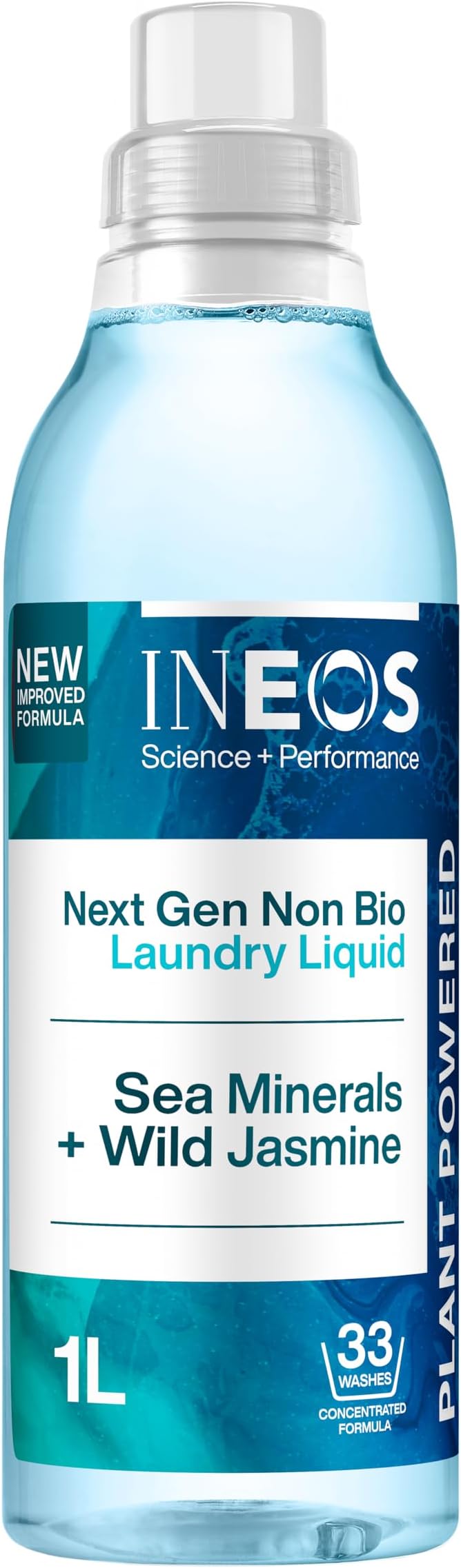 Next-Gen Non Bio Laundry Washing Liquid Detergent, 33 Washes (1L), Plant Powered, For Sensitive Skin, High Performance Stain Removal, Sea Minerals + Wild Jasmine