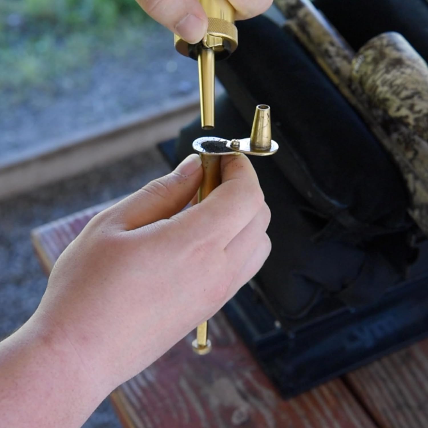 Muzzle-Loaders™ Black Powder Flask - 1350 Grain Capacity - Brass Powder Flask