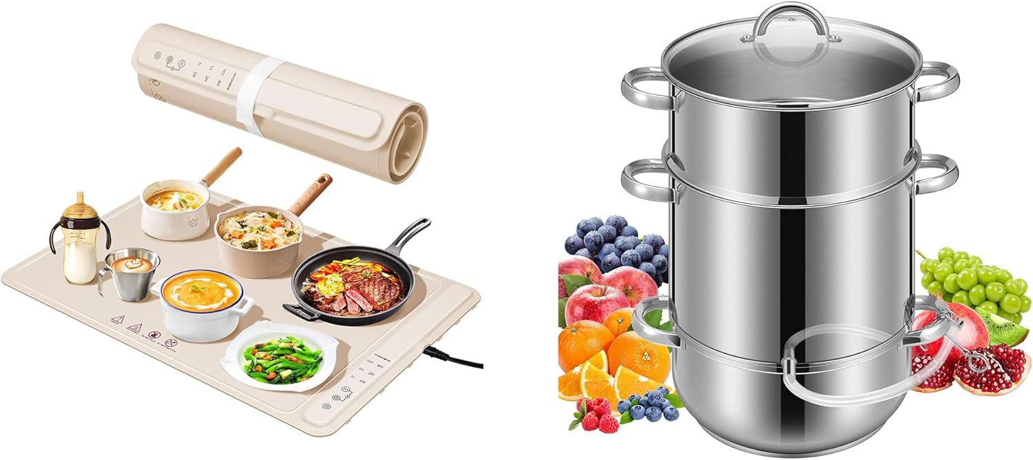 VIVOHOME Food Warming Mats For Countertop, and VIVOHOME Stainless Steel Juice Steamer 11 Qt