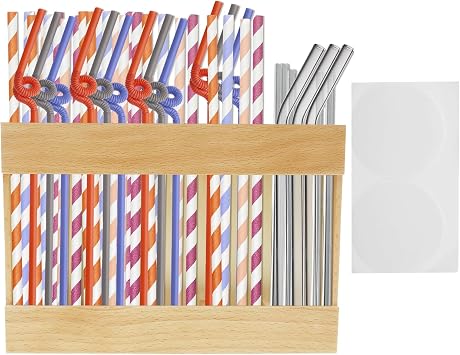 Straw Holder, Drinking Straw Dispenser for Counter, Double Sided Adhesive Tape, Tumbler Straw Organizer, 1 Count, Versatile Compatibility