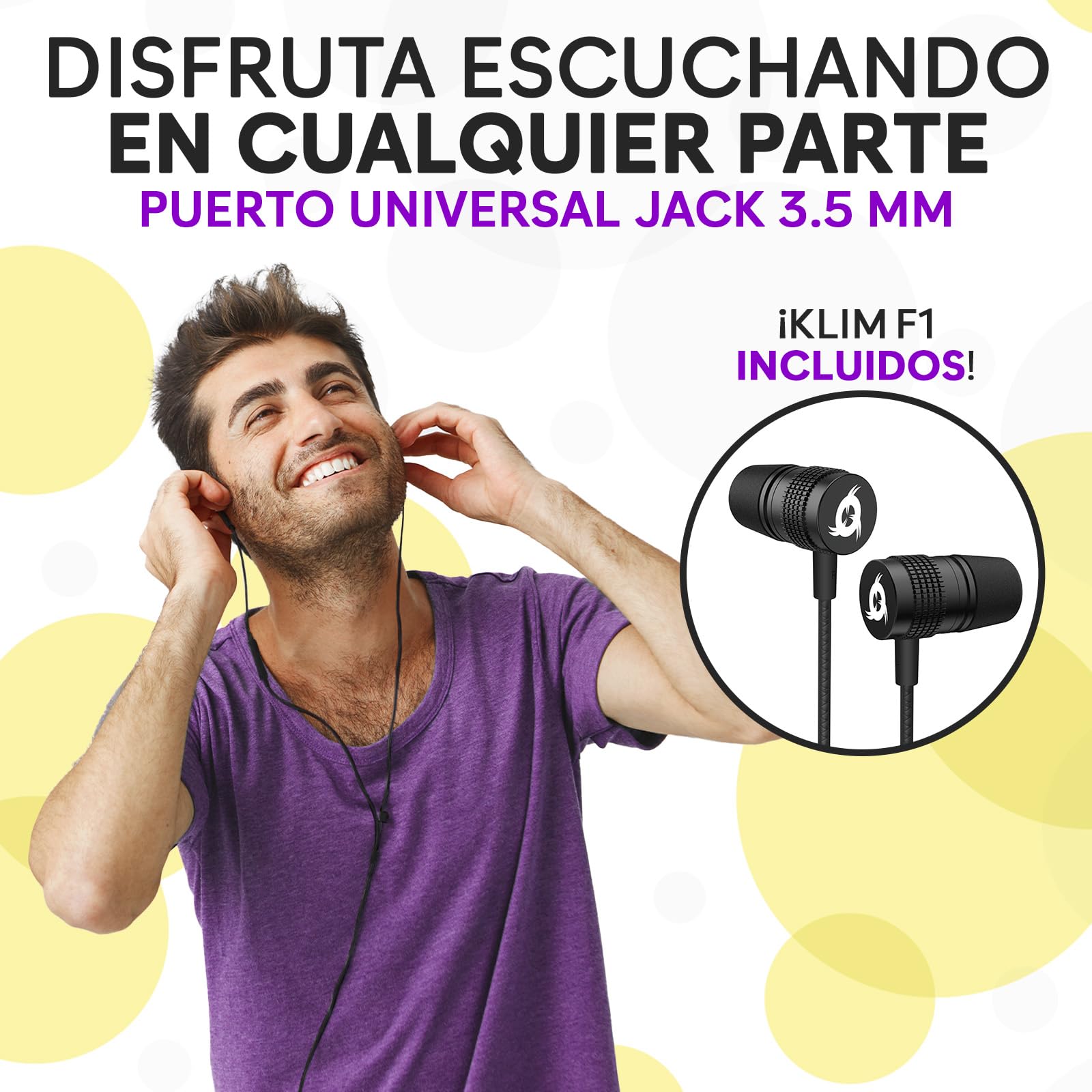 KLIM K7 Reproductor Cassette con Auriculares F1 - Conversor de Cassette a MP3 - Player Portátil con Micrófono y Altavoz Integrados - Batería Recargable - Auriculares - Tarjeta SD 16 GB - Negro