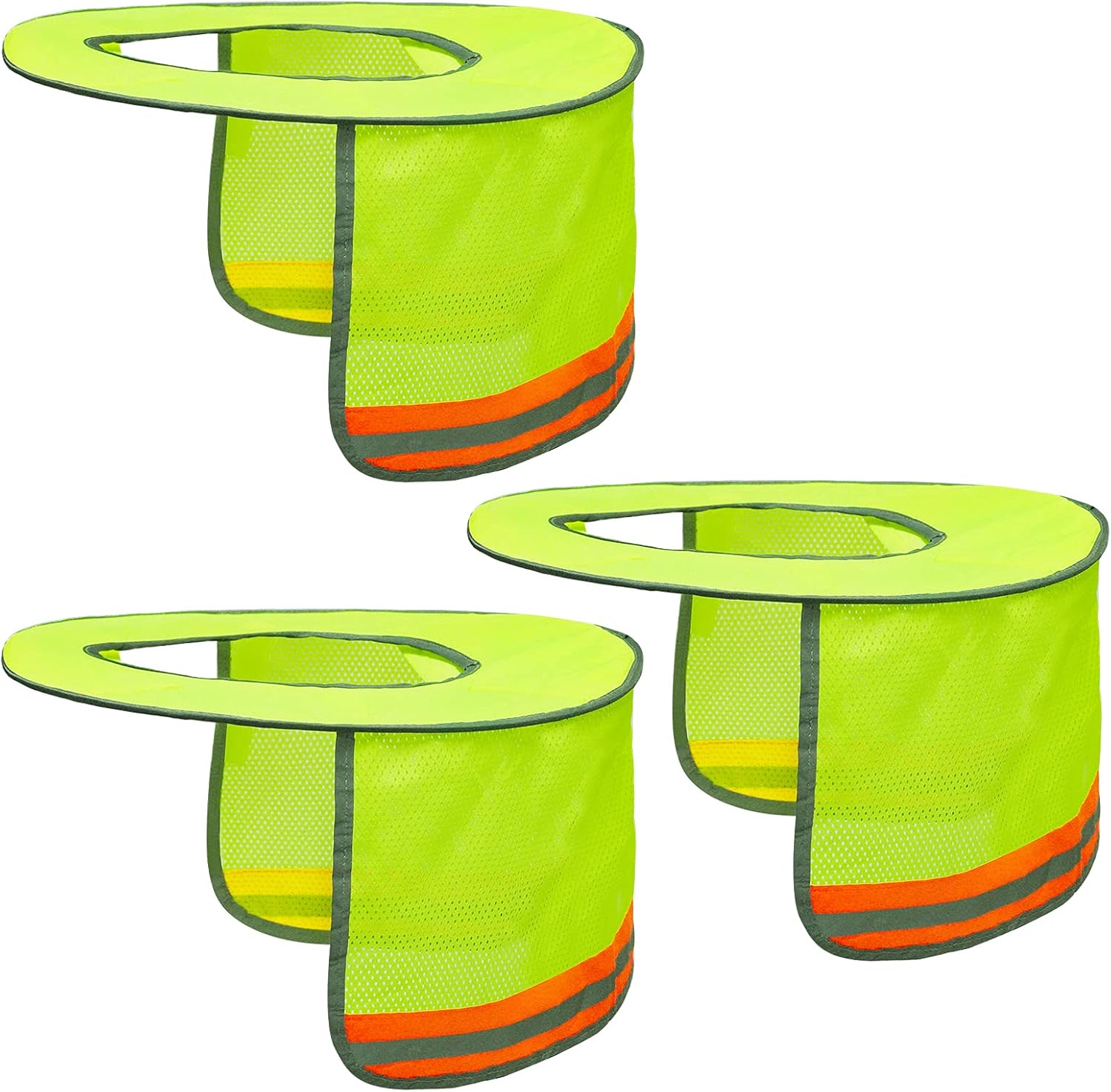 Topbuti 3 Pack Hard Hat Sun Shield Full Brim Mesh Hats Neck Sunshade, High Visibility Neck Sunshield w/Reflective Stripe for Hardhats