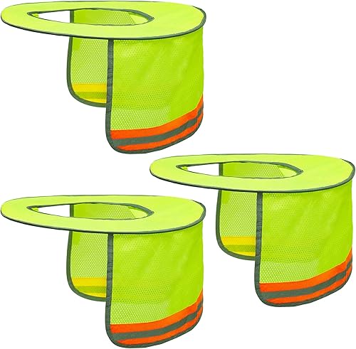 Miniatura 9 de Paquete de 3 sombreros de malla de ala completa, parasol de cuello de alta visibilidad con rayas reflectantes para cascos
