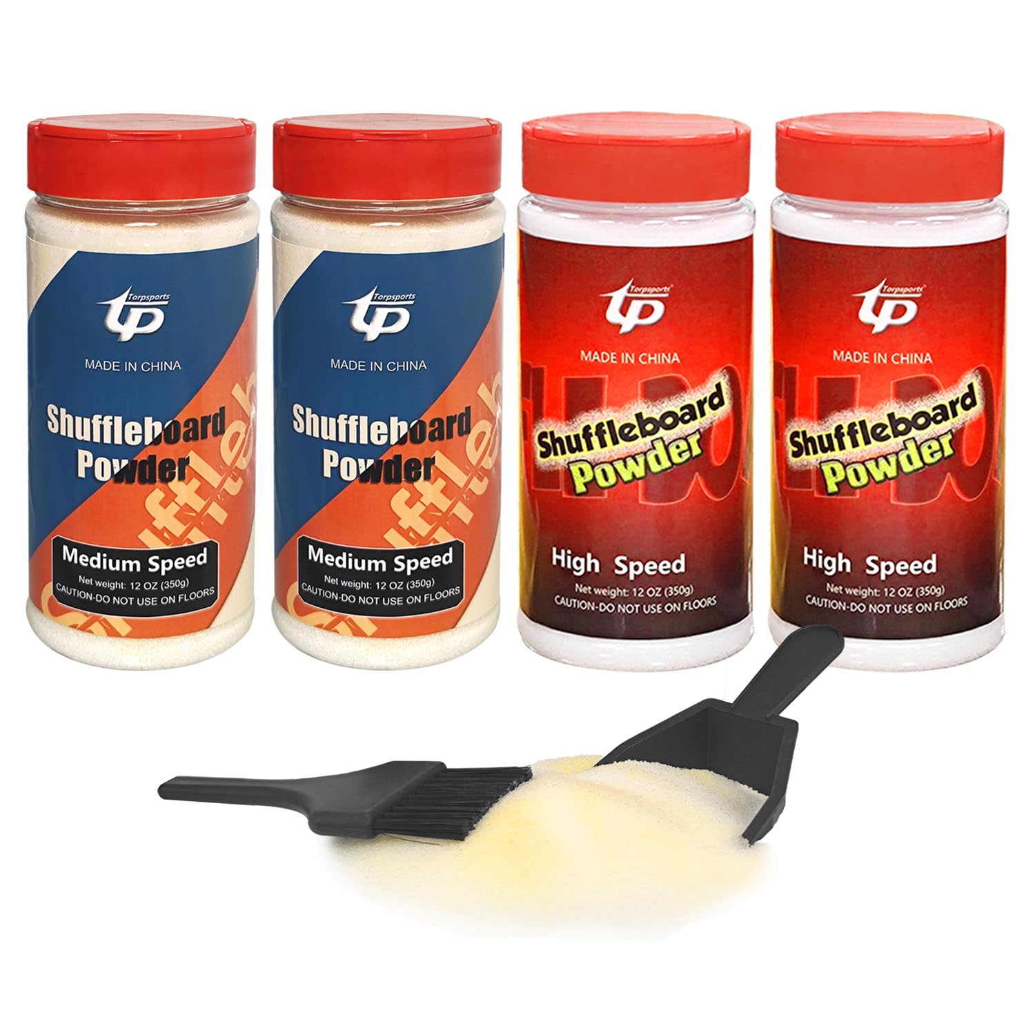 TORPSPORTS Shuffleboard Sand Wax High/Medium Speed Shuffleboard Powder Set, Shuffleboard Sand with Mini Brush Set