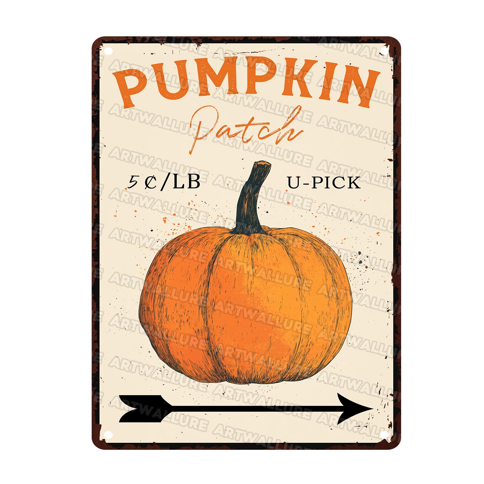 Pumpkin Patch Vintage Metal Tin Sign Rustic Wall Decor Fall Harvest Autumn Thanksgiving Farmhouse Retro Wall Art 12x16inch