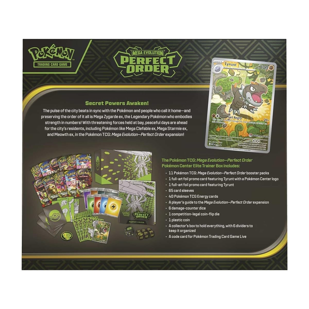 Amazon.com: Pokemon TCG: Mega Evolution-Perfect Order Pokemon Center Elite  Trainer Box | PO PKC ETB | Exclusive Tyrunt Promo