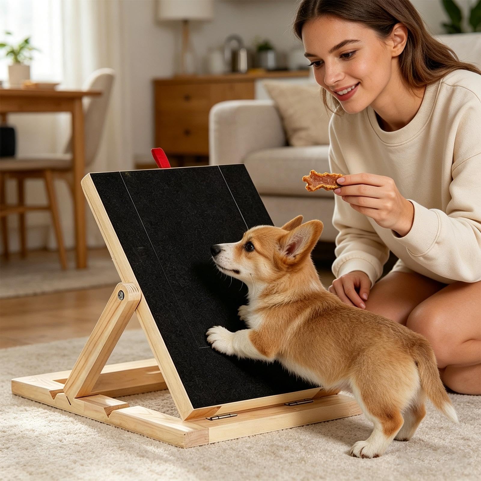 Tagliaunghie per cani, in legno, con cassetto per snack, per cuccioli di taglia piccola, media e grande, arricchimento per casa e appartamento