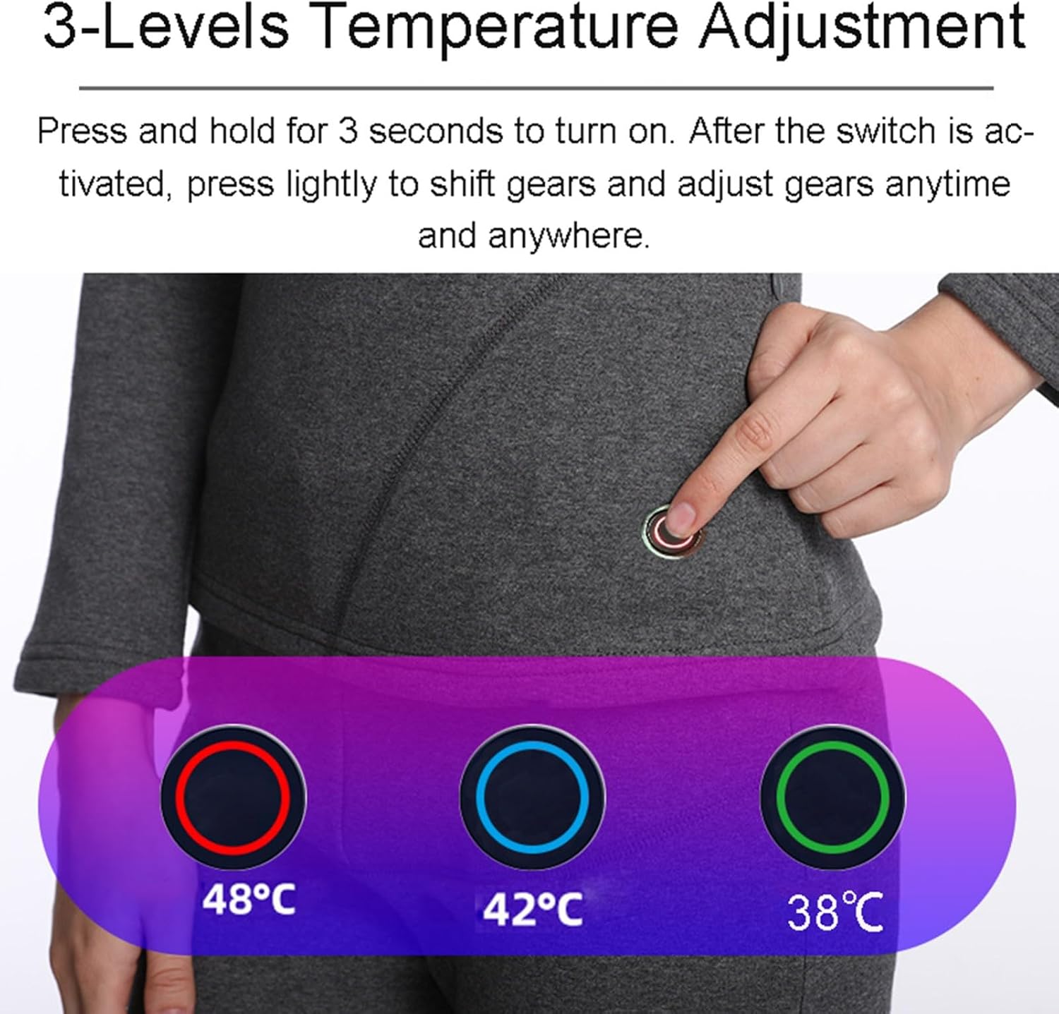 Heated Thermal Underwear Set for Men Women,Upper and Lower Heating Underwear USB Electric Heating Thermal Heated Clothing
