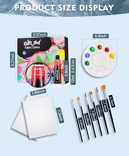 Miniatura 11 de Colorful Juego de pintura de tela para ropa, 12 colores, kit de pintura textil permanente para zapatos, lienzo, juego de pintura no tóxica para 0.4
