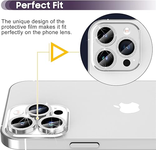 Miniatura 28 de Suoman Protector de lente de cámara para iPhone 14 Pro Max / 14 Pro, [Diamantes Bling] vidrio templado 9H, cubierta protectora de metal de cobertura