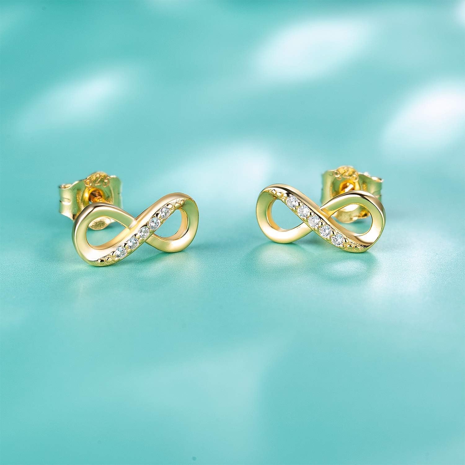 Women Earrings Studs 925 Sterling Silver Stud Earrings for Women Infinity Love Round Cut CZ Jewelry Women