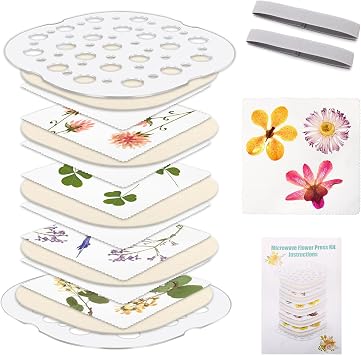 Catcan Microwave Flower Press Kit, 4 Layers Quickly Flower Pressing Kit for Adults to Quickly Making Plant Specimens, Used for DIY Art & Crafts in Nature Plants Flowers8 x 8 inch