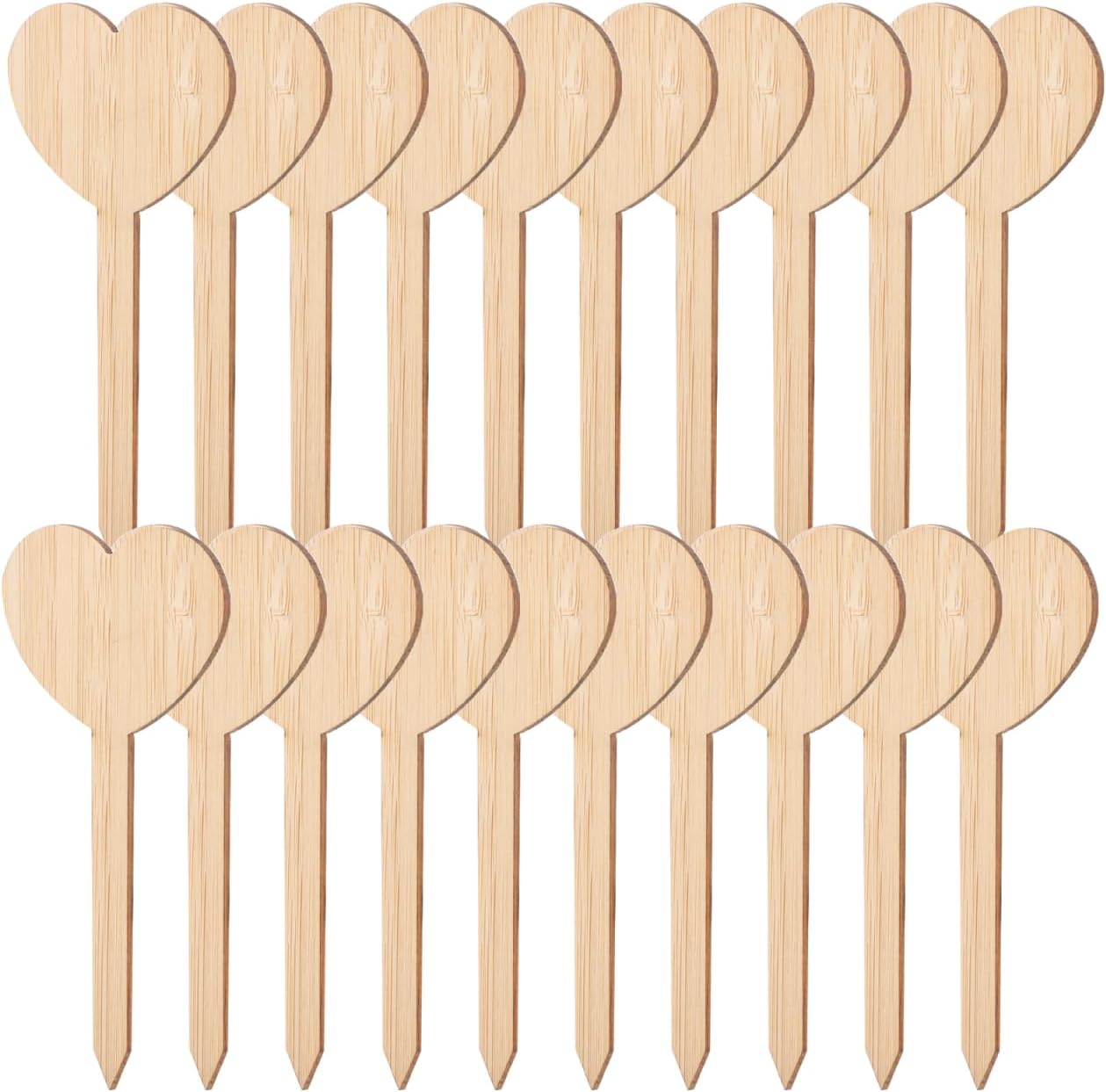 20Pcs Wooden Heart Design Plant Labels Garden Markers for Potted Plants Durable Wooden Tags for Plant Identification and Decoration Indoor and Outdoor Use