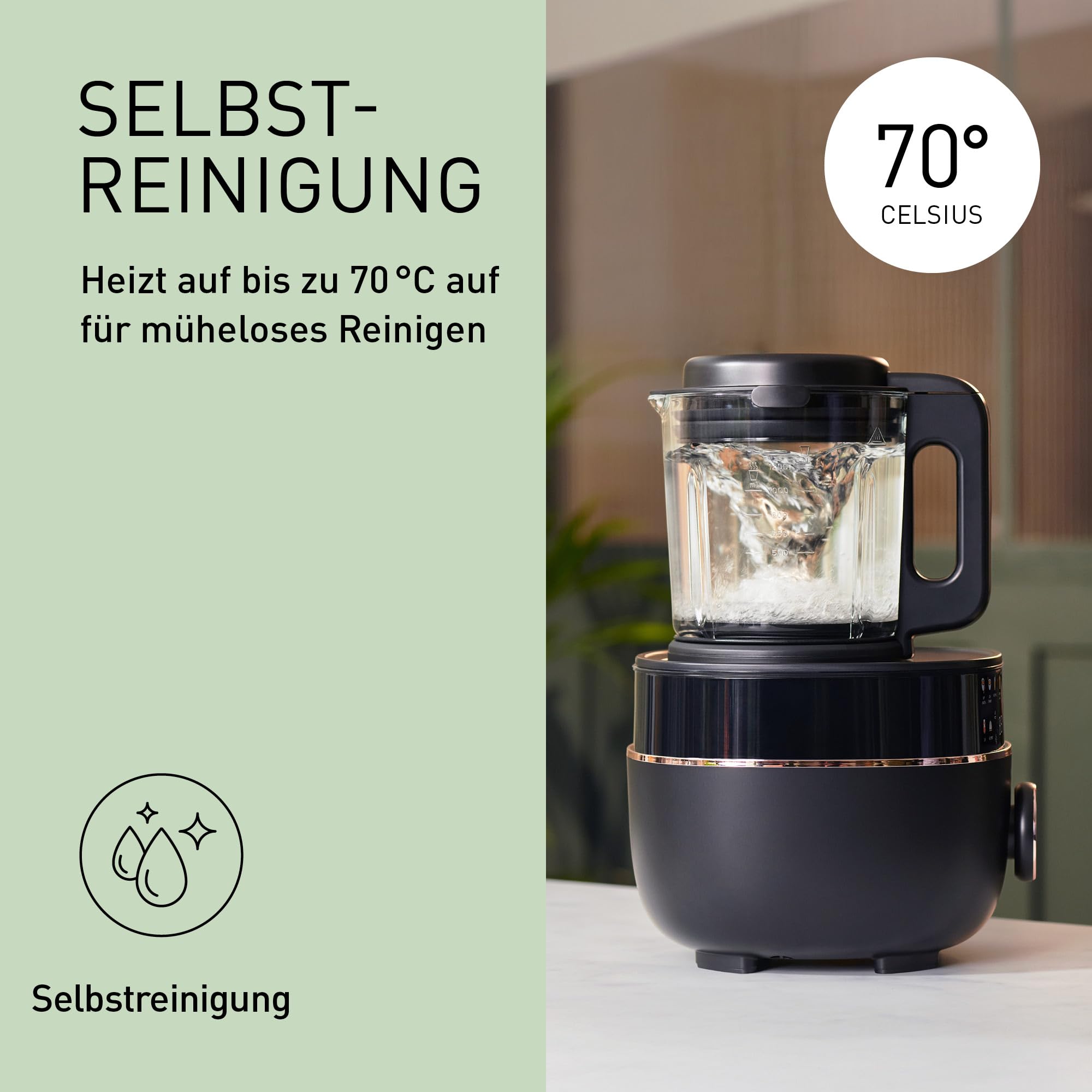 Panasonic MX-HG4401KXE Standmixer 1.2 l 800W Leiser Mixer Heiß & Kalt 9 Programme Schwarz Roségold